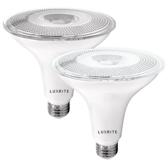 Luxrite Dusk to Dawn PAR38 LED Bulb 5000K Bright White 1250 Lumens Wet Rated Security Spotlight UL Listed E26 2-Pack