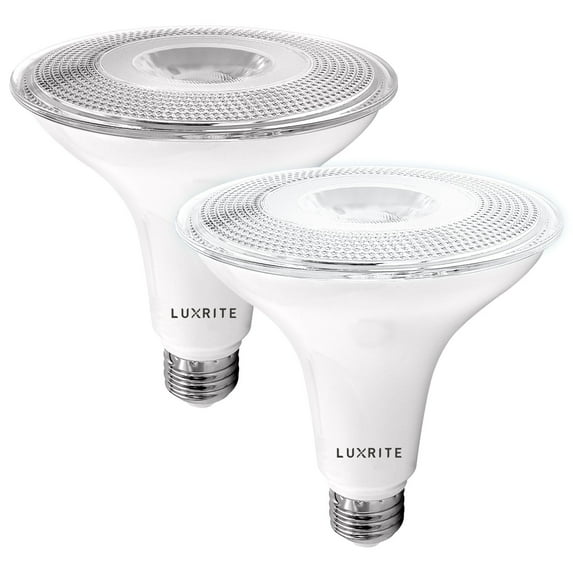 Luxrite Dusk to Dawn PAR38 LED Bulb 5000K Bright White 1250 Lumens Wet Rated Security Spotlight UL Listed E26 2-Pack