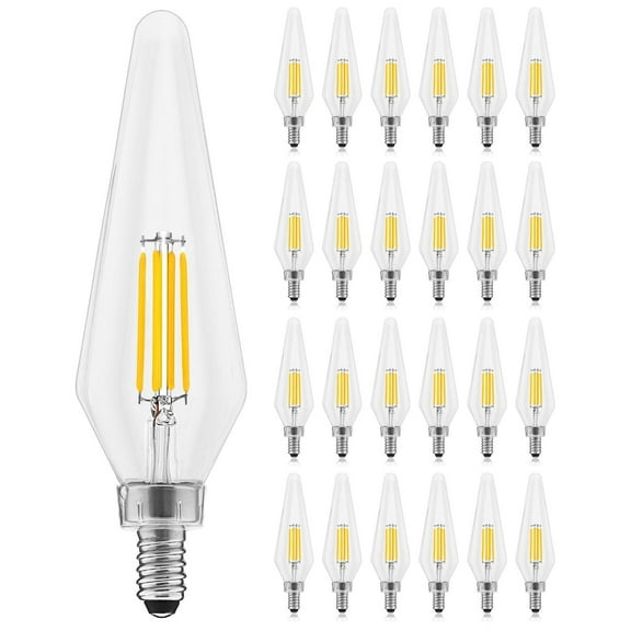 Luxrite E12 Candelabra LED Light Bulbs, 2700K, Dimmable, 4.5W, 500 Lumens, HX10.5 Glass, Wet Rated, UL Listed 24 Pack