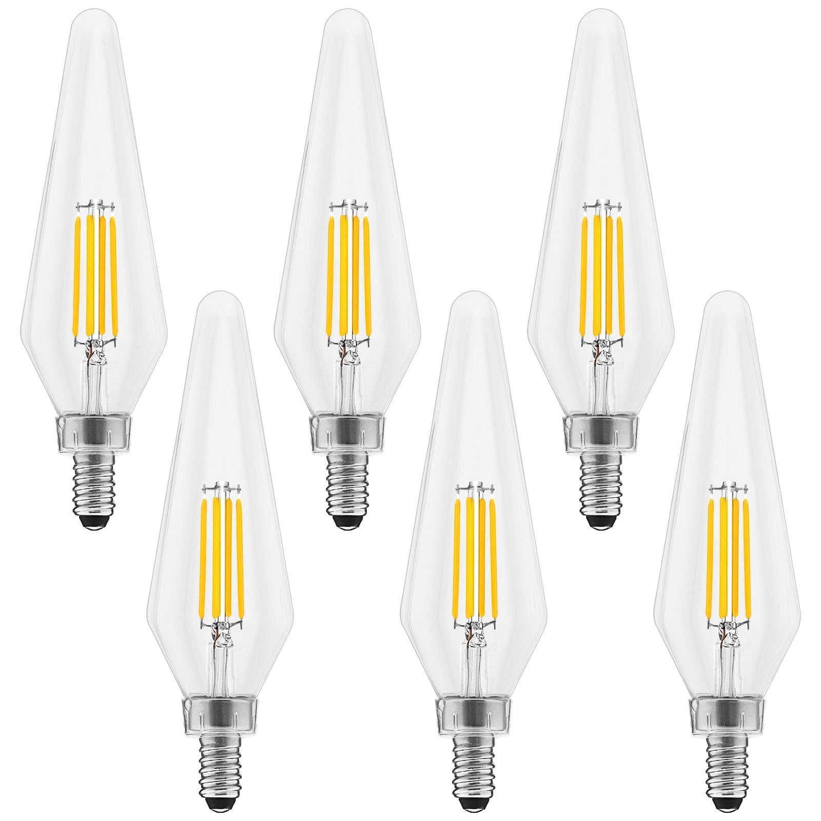 Luxrite E12 Candelabra LED Light Bulbs, 3000K, Dimmable, 4.5W, 500 ...