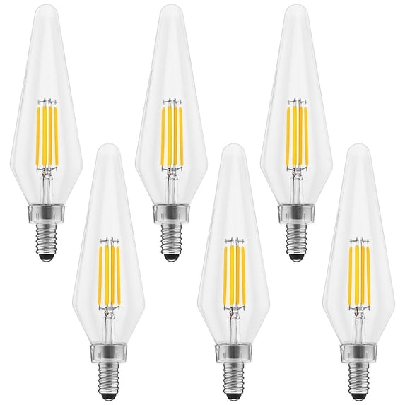 Luxrite E12 Candelabra LED Light Bulbs, 3000K, Dimmable, 4.5W, 500 Lumens, HX10.5 Glass, Wet Rated, UL Listed 6 Pack