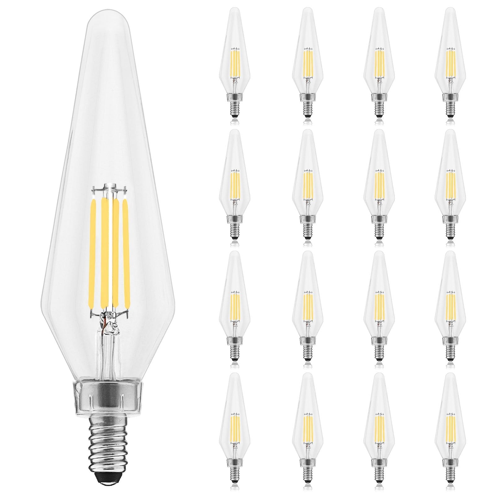 Luxrite E12 Candelabra LED Light Bulbs, 4000K, Dimmable, 4.5W, 500 Lumens, HX10.5 Glass, Wet Rated, UL Listed 16 Pack