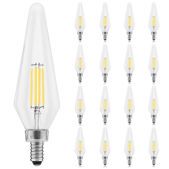 Luxrite E12 Candelabra LED Light Bulbs, 5000K, Dimmable, 4.5W, 500 Lumens, HX10.5 Glass, Wet Rated, UL Listed 16 Pack