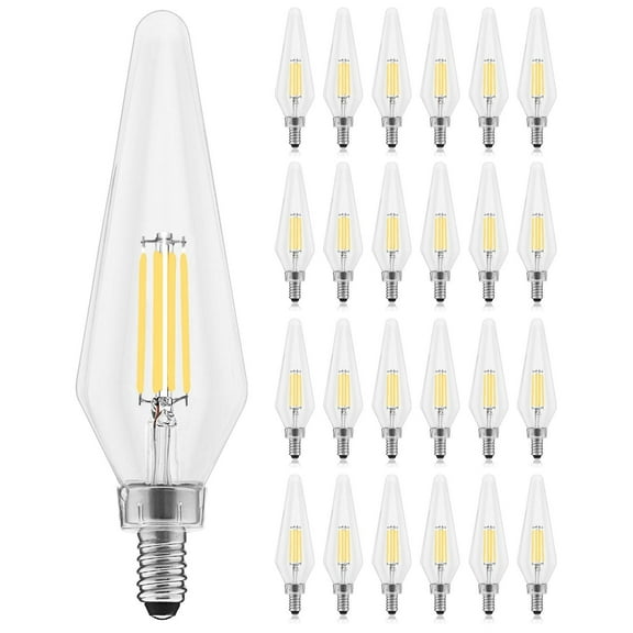 Luxrite E12 Candelabra LED Light Bulbs, 5000K, Dimmable, 4.5W, 500 Lumens, HX10.5 Glass, Wet Rated, UL Listed 24 Pack