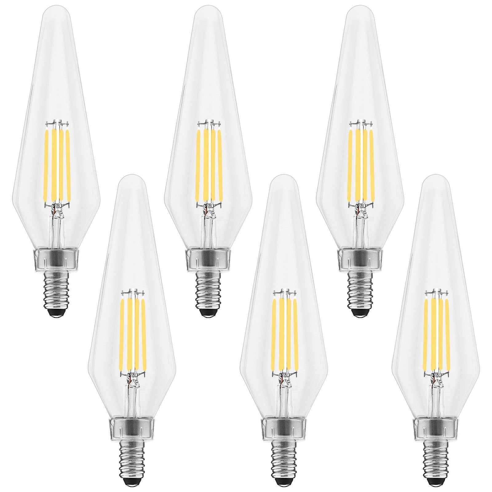 Luxrite E12 Candelabra LED Light Bulbs, 5000K, Dimmable, 4.5W, 500 Lumens, HX10.5 Glass, Wet Rated, UL Listed 6 Pack