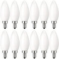 thumbnail image 1 of Luxrite E12 LED Chandelier Frosted Light Bulbs, Dimmable, 40 Watt Equivalent, 2700K Warm White, 360 Lumens, Blunt Tip, 12-Pack, 1 of 7