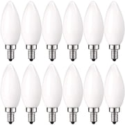 Luxrite E12 LED Chandelier Frosted Light Bulbs, Dimmable, 40 Watt Equivalent, 2700K Warm White, 360 Lumens, Blunt Tip, 12-Pack