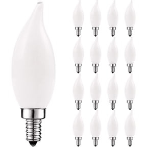 Luxrite E12 LED Chandelier Frosted Light Bulbs, Dimmable, 40 Watt Equivalent, 2700K Warm White, 360 Lumens, Flame Tip, 16-Pack