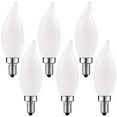 thumbnail image 1 of Luxrite E12 LED Chandelier Frosted Light Bulbs, Dimmable, 40 Watt Equivalent, 2700K Warm White, 360 Lumens, Flame Tip, 6-Pack, 1 of 7