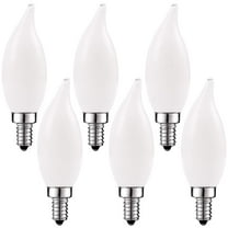 Luxrite E12 LED Chandelier Frosted Light Bulbs, Dimmable, 40 Watt Equivalent, 2700K Warm White, 360 Lumens, Flame Tip, 6-Pack