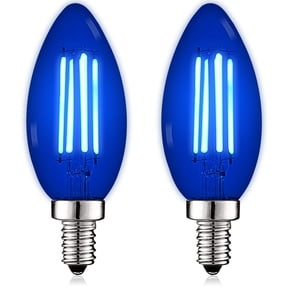 Luxrite E12 LED Filament Blue Light Bulb, 4.5W=40W, Colored Glass Candelabra Bulb, UL, E12, Decoration, Party 2 Pack