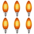 thumbnail image 1 of Luxrite E12 LED Filament Orange Light Bulb, 4.5W=40W, Colored Glass Candelabra Bulb, UL, E12, Decoration, Party 6 Pack, 1 of 7