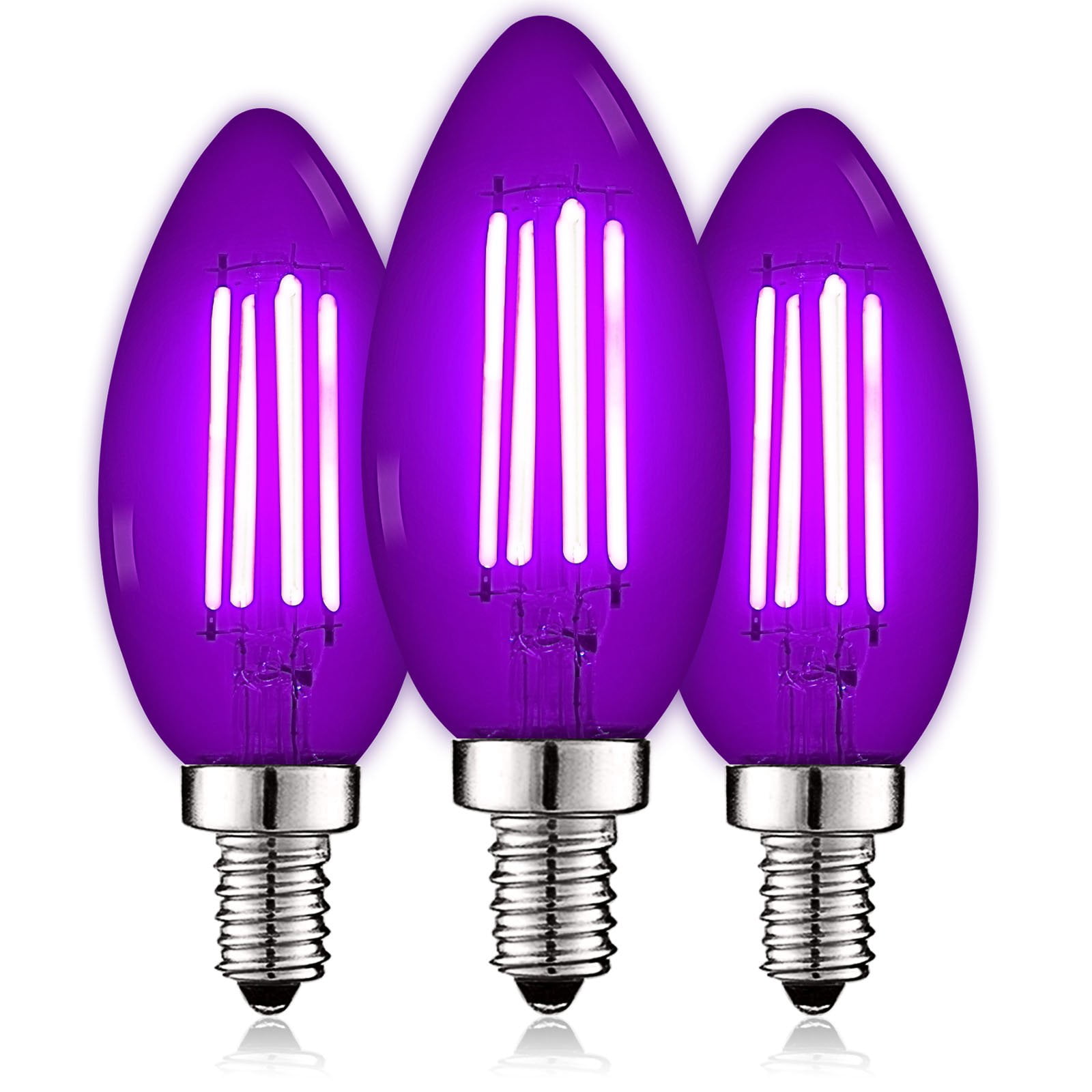 Luxrite Edison Decor E12 LED Purple Light Bulbs, 4.5W=40W, Colored