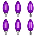 thumbnail image 1 of Luxrite E12 LED Filament Purple Light Bulbs, 4.5W=40W, Colored Glass Candelabra Bulb, UL, E12, Decoration, Party 6 Pack, 1 of 7