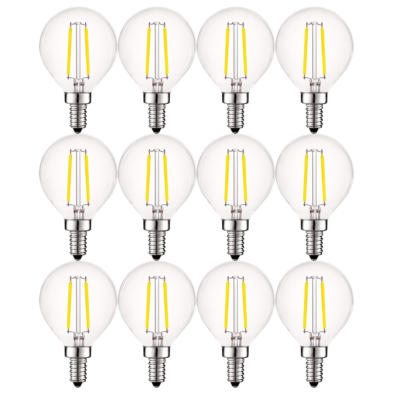 Luxrite G16.5 Edison Dimmable E12 LED Globe Light Bulbs, 4W=40W, 2700K Warm White, 400 Lumens 12-Pack