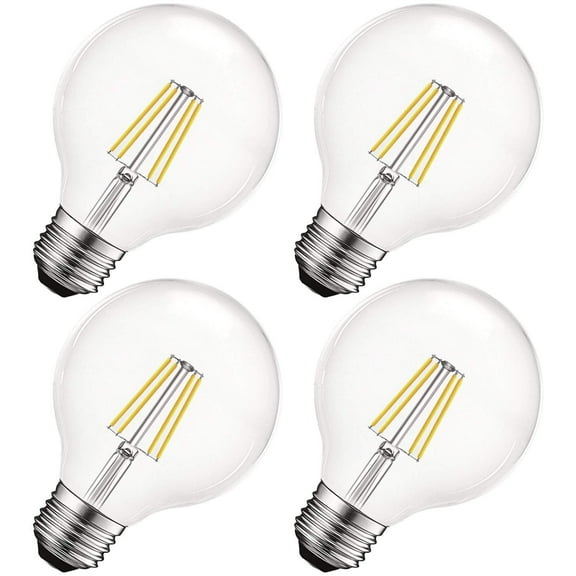 Luxrite G25 Vintage Dimmable LED Globe Light Bulbs 5W=60W 5000K Bright White, 550 Lumens, E26, 4-Pack