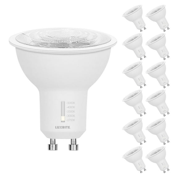 Luxrite GU10 LED Bulbs Dimmable 50W Halogen Equivalent 5CCT 6.5W 500LM 12 Pack