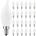thumbnail image 1 of Luxrite LED Chandelier Light Bulb, E12 LED Bulb Dimmable, 40W Equivalent, 2700K Warm White, Flame Tip, 360lm, UL, 24PK, 1 of 5