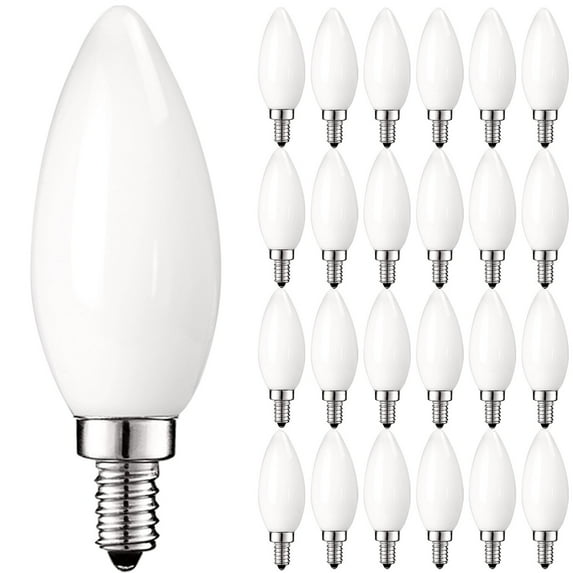 Luxrite LED Chandelier Light Bulbs, E12 Led Bulb Dimmable, 40 Watt Equivalent, 2700K Warm Whit, 360lm, UL Rated, 24 Pack