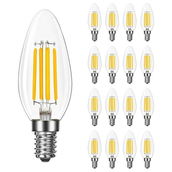 Luxrite LED E12 Candelabra Bulb 8W=75W, 1000 Lumens, 3500K Natural White, Dimmable, Enclosed Fixture & Wet Rated 16 Pack