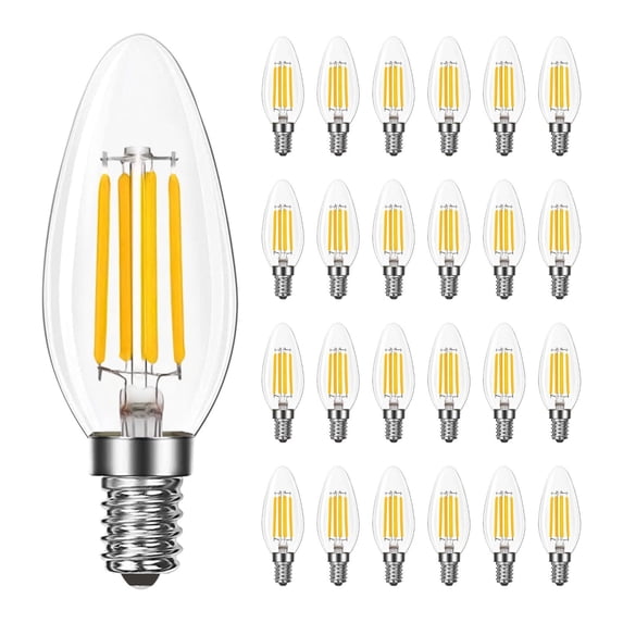 Luxrite LED E12 Candelabra Bulb 8W=75W, 1000 Lumens, 3500K Natural White, Dimmable, Enclosed Fixture & Wet Rated 24 Pack
