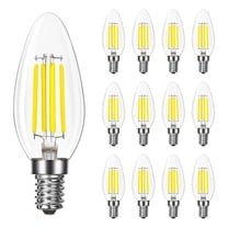 Luxrite LED E12 Candelabra Bulb 8W=75W, 1000 Lumens, 5000K Bright White, Dimmable, Enclosed Fixture & Wet Rated 12 Pack