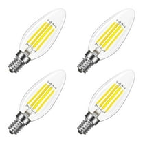 Luxrite LED E12 Candelabra Bulb 8W=75W, 1000 Lumens, 5000K Bright White, Dimmable, Enclosed Fixture & Wet Rated 4 Pack