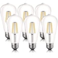 thumbnail image 1 of Luxrite LED Edison Bulb 75W Equivalent ST19 ST58 3000K Soft White 800 Lumens Dimmable 8W Damp Rated UL E26 6 Pack, 1 of 7