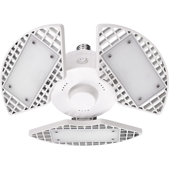 Luxrite LED Garage Light 80W 8000 Lumens Deformable 5000K Bright White E26 Screw In Shop Light Adjustable