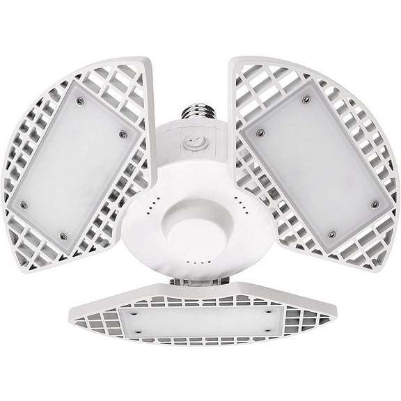 Luxrite LED Garage Light 80W 8000 Lumens Deformable 5000K Bright White E26 Screw In Shop Light Adjustable