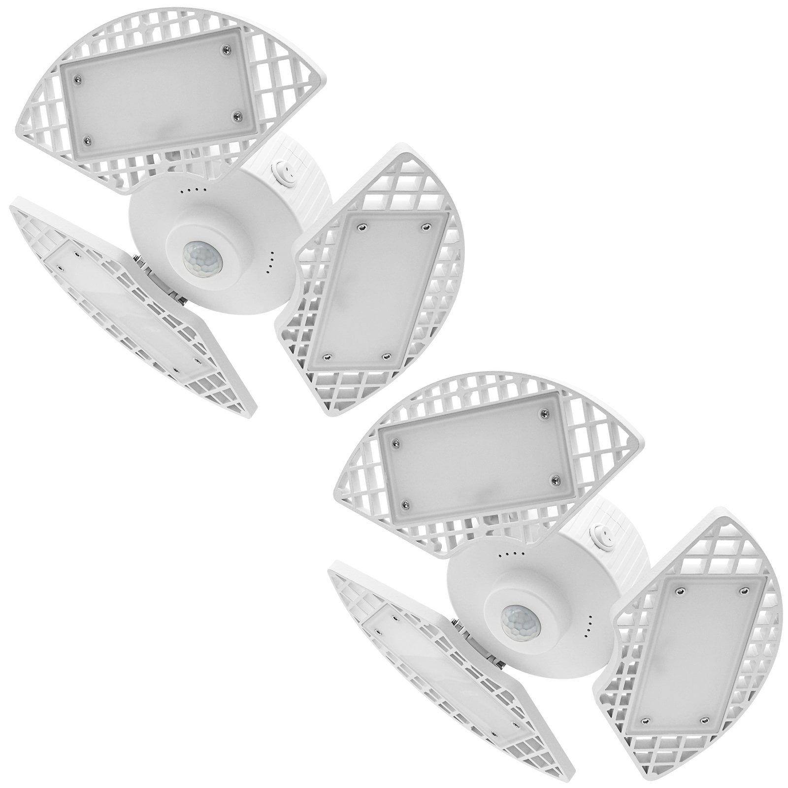 Luxrite LED Garage Light with Motion Sensor, 5000K, 80W, 8000LM, E26 Base, Deformable 3 Panel Lights 4590, ETL 2 Pack