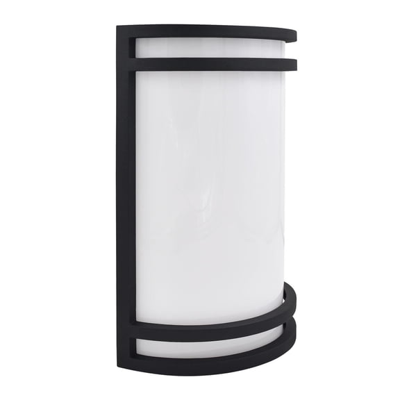 Luxrite LED Outdoor Wall Light Fixture, 10in Half Cylinder Wall Sconce, Black Aluminum, 5CCT Selectable 2700K-5000K, 15W, IP54 Waterproof, ETL Listed, Outside Lights for House, Porch, Patio
