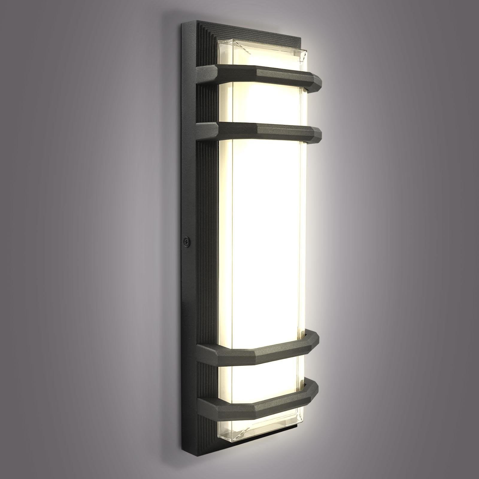 Luxrite LED Outdoor Wall Light, 15.75in Modern Wall Sconce, 3CCT 3000K 4000K 5000K, 15W, Aluminum, IP65 Waterproof
