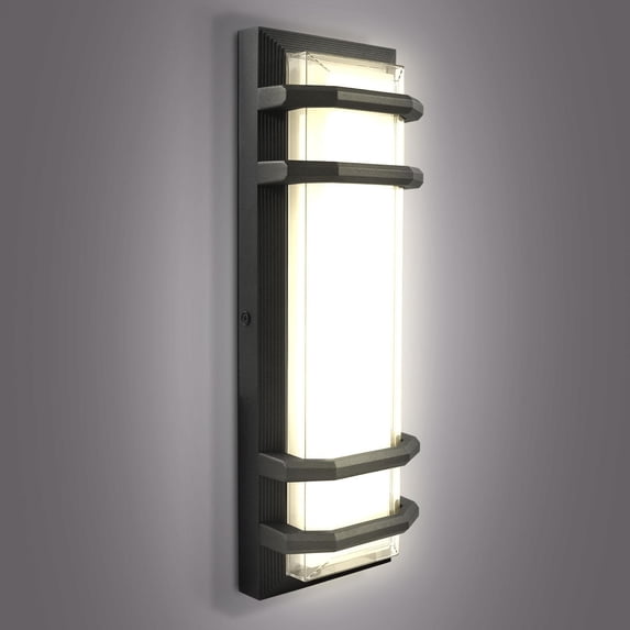 Luxrite LED Outdoor Wall Light, 15.75in Modern Wall Sconce, 3CCT 3000K 4000K 5000K, 15W, Aluminum, IP65 Waterproof