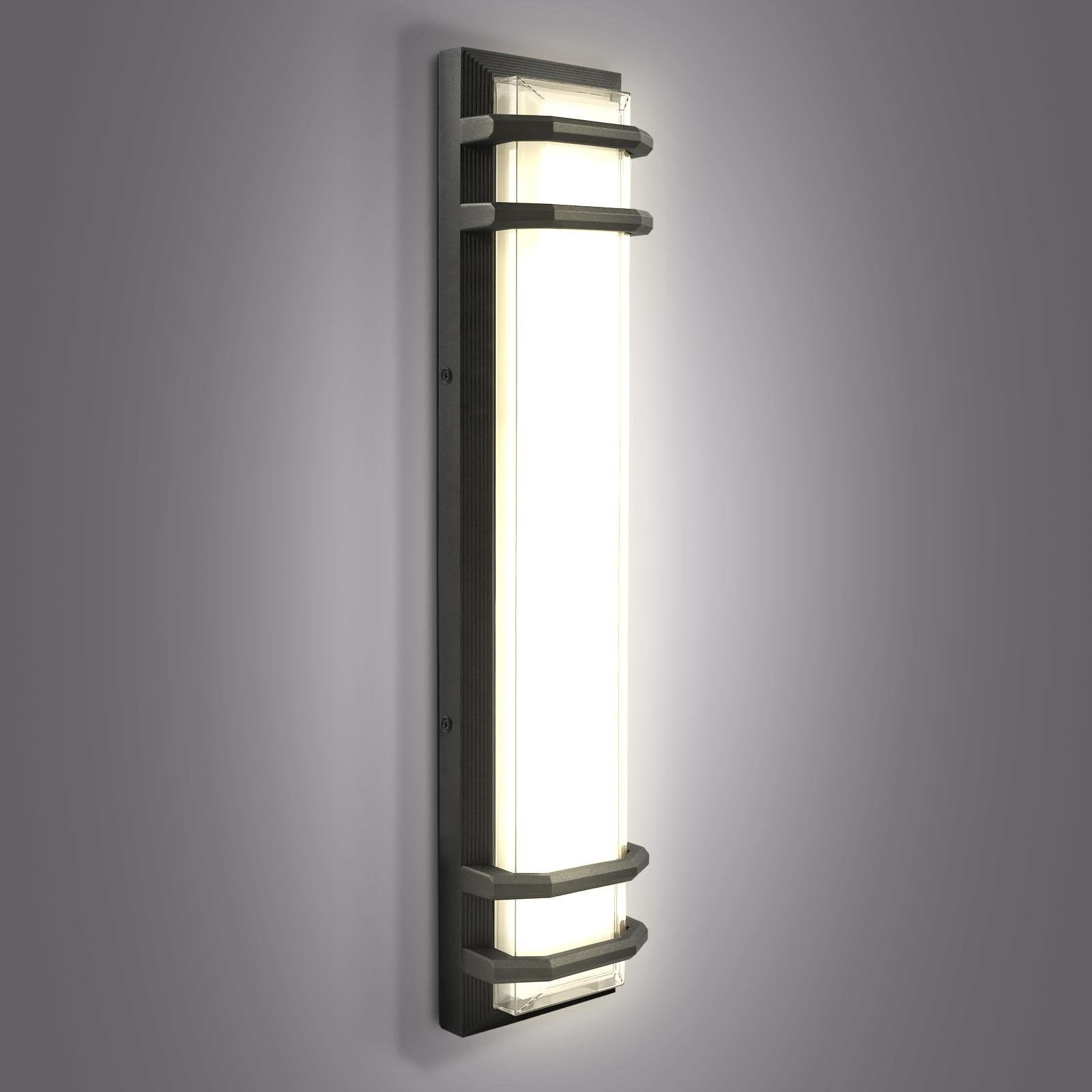 Luxrite LED Outdoor Wall Light, 23.62in Modern Wall Sconce, 3CCT 3000K 4000K 5000K, 20W, Aluminum, IP65 Waterproof