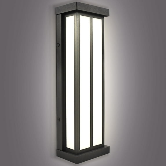 Luxrite LED Outdoor Wall Sconce, 16in Outdoor Wall Light, Black Aluminum, 3CCT 3000K 4000K 5000K, 15W, ETL Listed, IP65