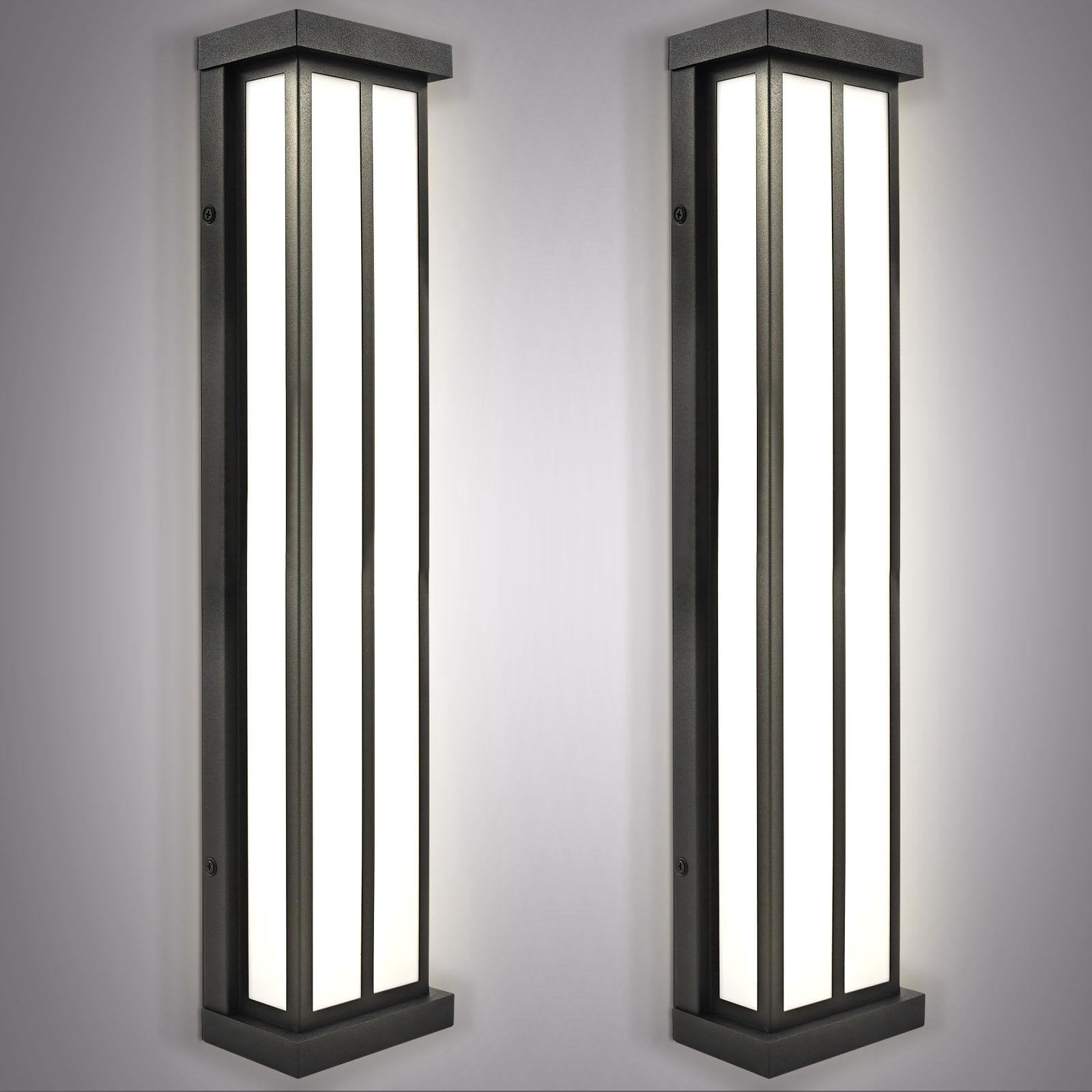 Luxrite LED Outdoor Wall Sconce, 24in Outdoor Wall Light, Black Aluminum, 3CCT 3000K 4000K 5000K, 26W, ETL, IP65 2-Pack