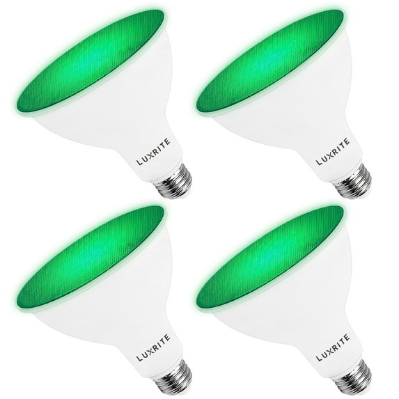 Luxrite LED PAR38 Flood Green Light Bulb, 8W=45W, Damp Rated, UL Listed, E26 Base, Indoor Outdoor, Decoration 3 Pack