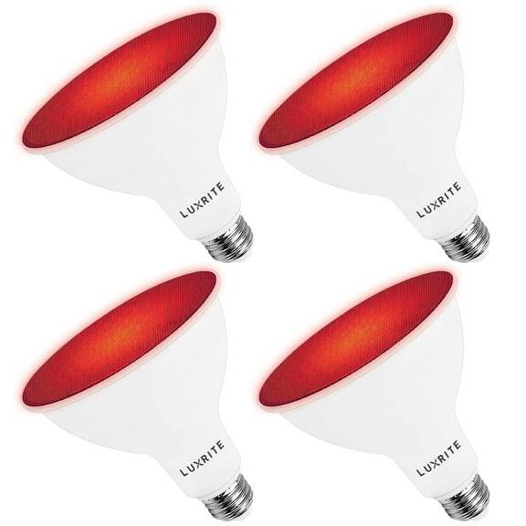 Luxrite LED PAR38 Flood Red Light Bulb, 8W=45W, Damp Rated, UL Listed, E26 Base, Indoor Outdoor, Decoration 3 Pack