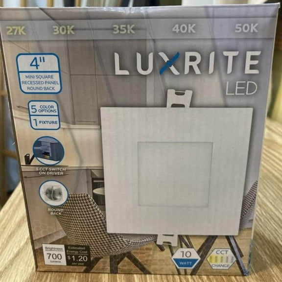 Luxrite LR23759 4-inch 10 Watt Color Adjustable LED Mini-square Panel Recessed Downlight.