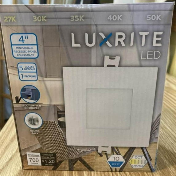 Luxrite LR23759 4-inch 10 Watt Color Adjustable LED Mini-square Panel Recessed Downlight.