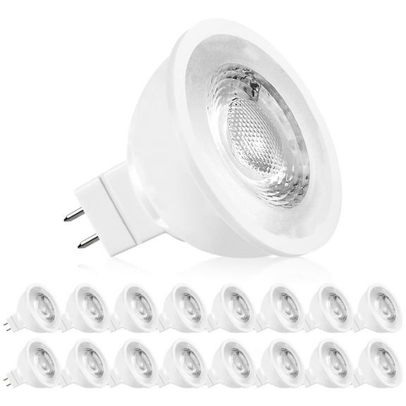 Luxrite MR16 LED Dimmable Spot Light Bulb 6.5W (50W Equivalent) 5000K Bright White, 500 Lumens, GU5.3, 16 Pack