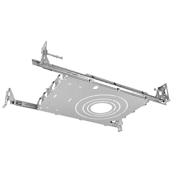 Luxrite New Construction Mounting Plate, 2-3-4 Inch, Extendable Hanger Bars, Sliding Plate, 4 Cutout Sizes - Recessed Lighting Shallow Housing