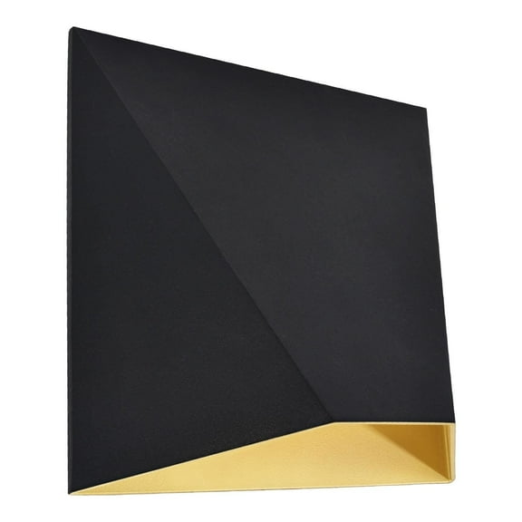 Luxrite Outdoor LED Black and Gold Wall Sconce, 12W, 3CCT 3000K-5000K, 8", Aluminum, IP65, ETL