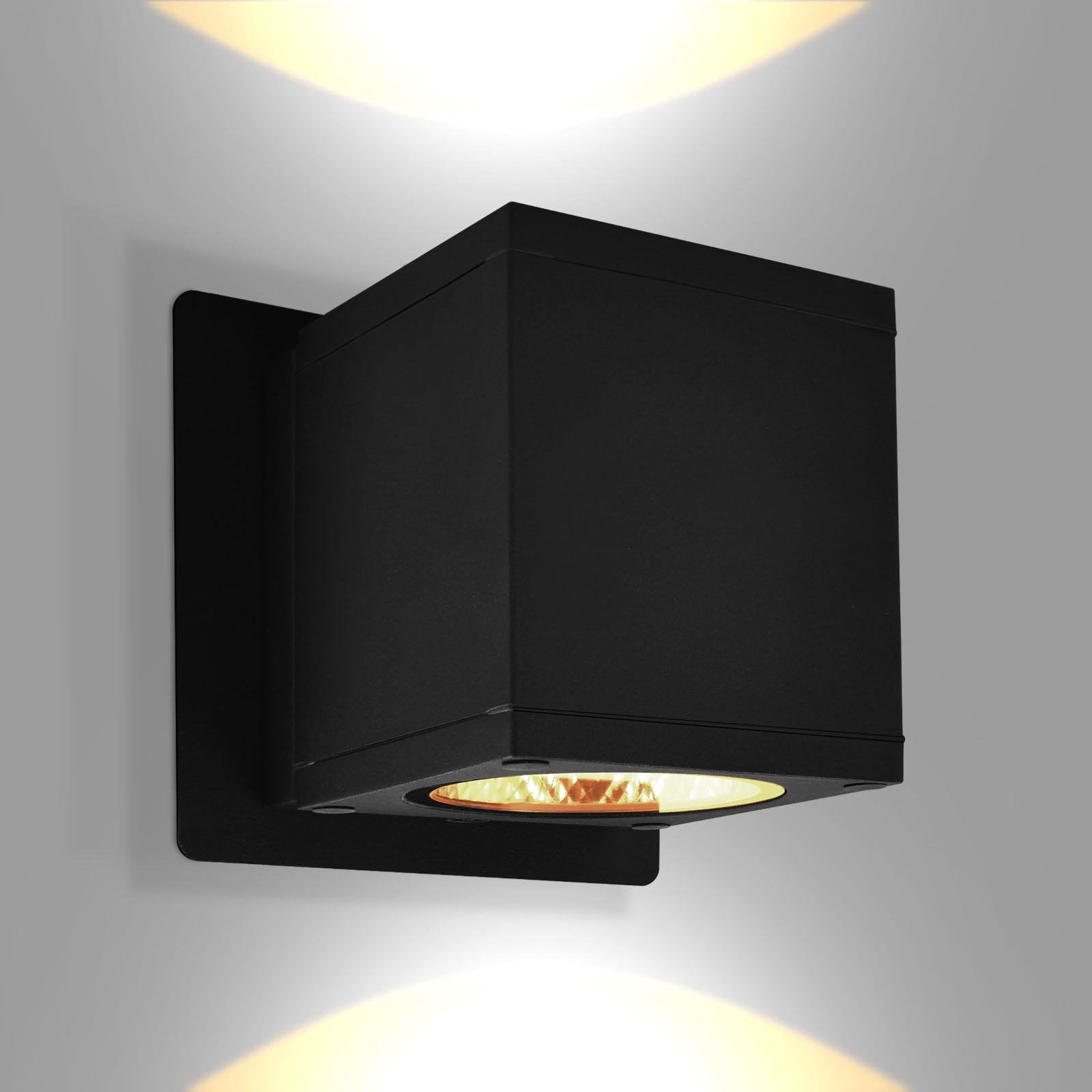 Luxrite Outdoor LED Cube Wall Light, Up-Down Wall Sconce, 3CCT 3000K-5000K, 18W, Aluminum, IP65, ETL