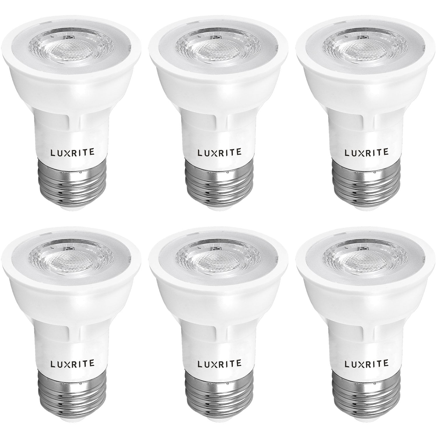 Luxrite PAR16 LED Dimmable Spot Light Bulb, 5.5W 50W Equivalent 4000K Cool White, 450 Lumens, E26, 6-Pack