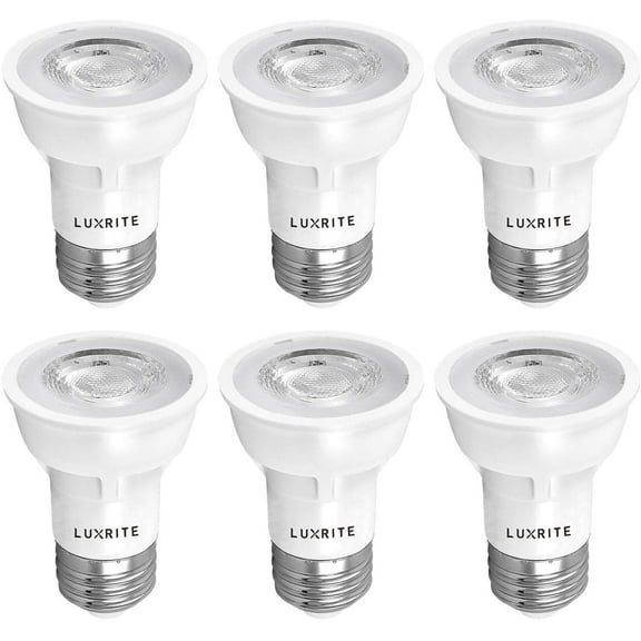 Luxrite PAR16 LED Dimmable Spot Light Bulb, 5.5W (50W Equivalent) 5000K Bright White, 450 Lumens, E26, 6 Pack