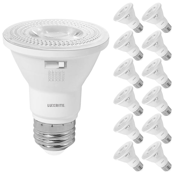 Luxrite PAR20 LED Flood Light Bulb 5CCT 550LM 7W Dimmable Damp Rated 12 Pack