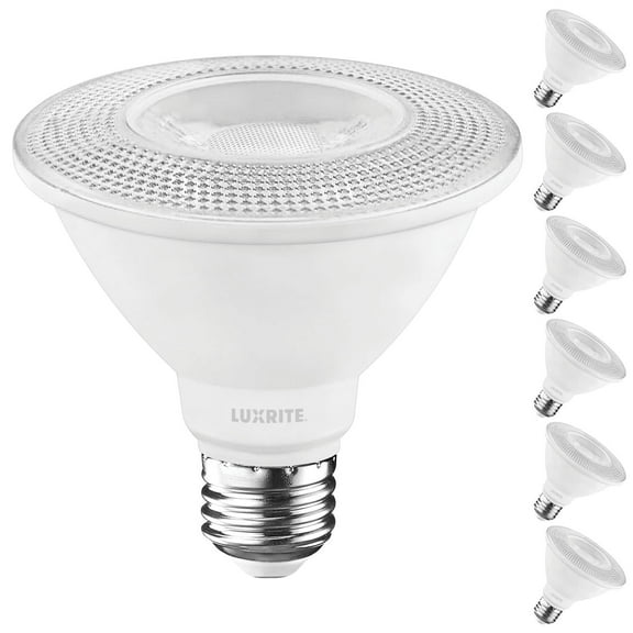 Luxrite PAR30 Short Neck LED Flood Light Bulb, 11W=75W, 2700K Warm White, 900LM, Dimmable, UL, E26 Base 6 Pack