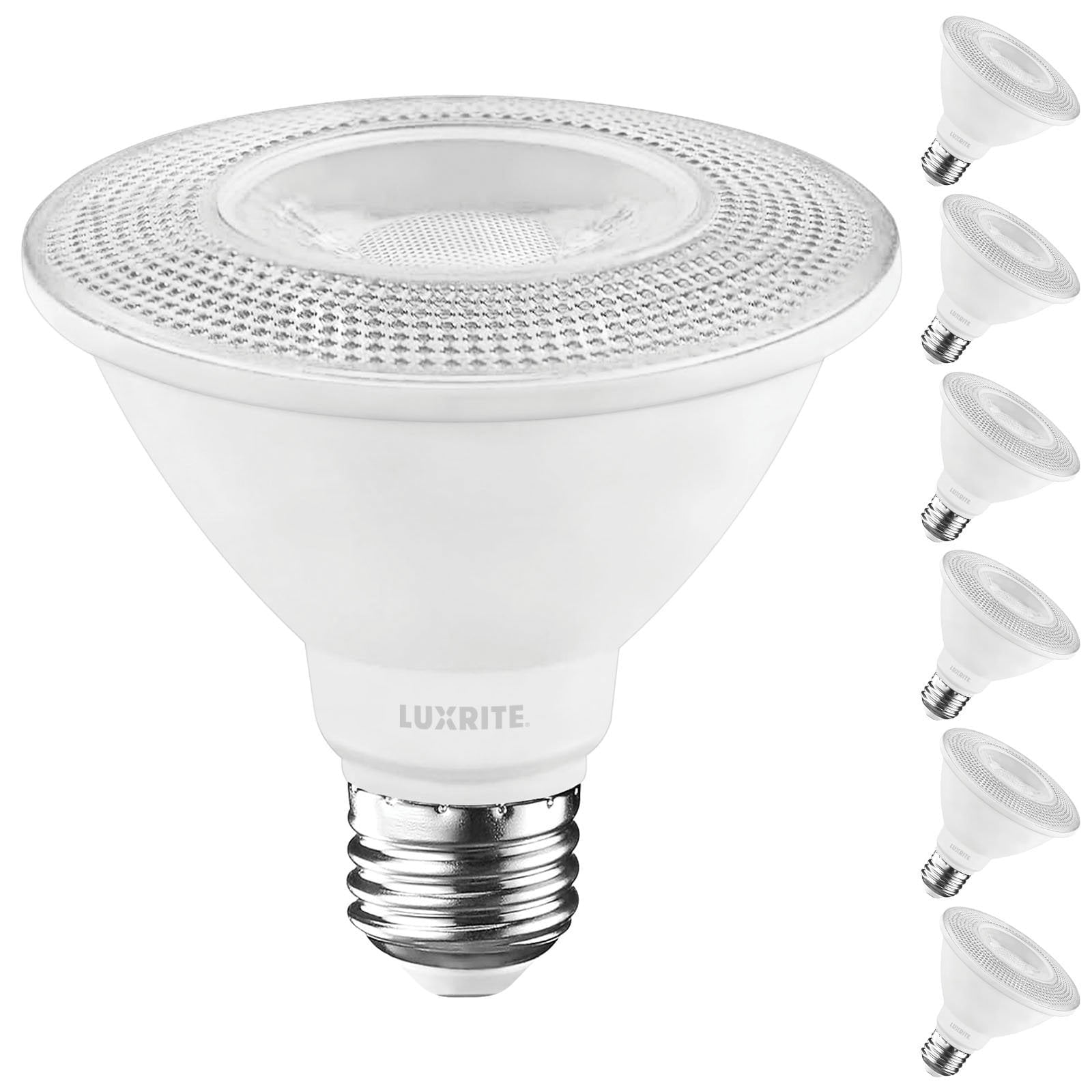 Luxrite PAR30 Short Neck LED Flood Light Bulb, 11W=75W, 3000K Soft White, 900LM, Dimmable, UL, E26 Base 6 Pack